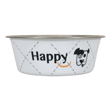 Happy Stainless Steel Dog Bowls - White 0.8L